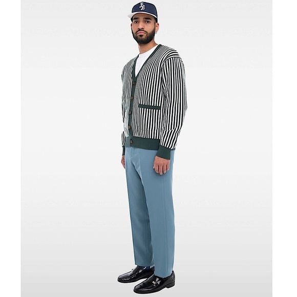 Bogey Boys by Macklemore Seeing Stripes Cardigan Sweater, Green, Size L, NWT - Picture 1 of 13